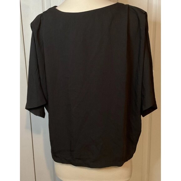 Elodie Black Short Sleeve Button Up Blouse Size Large - Picture 4 of 4